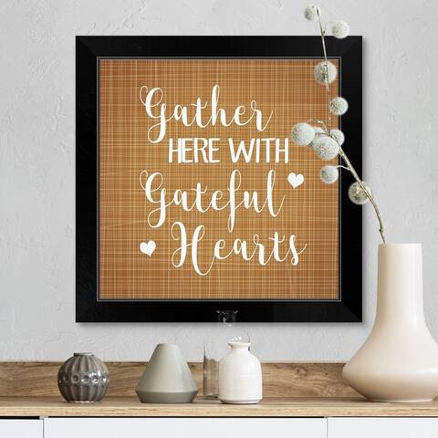"Gather Here with Grateful Hearts" Black Framed Print