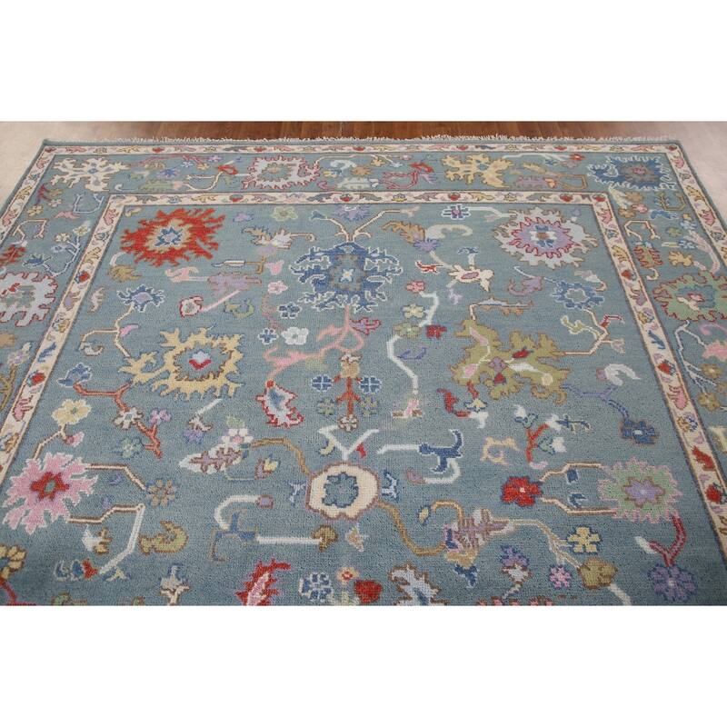 All-Over Oushak Oriental Area Rug Hand-Knotted Wool Carpet - 8'1"x 9'8"