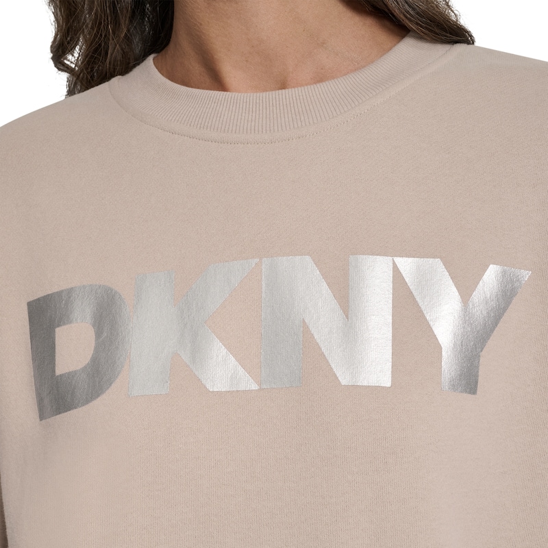 DKNY Sport Foil Logo Crewneck Sweater - Sandstone/Silver - L