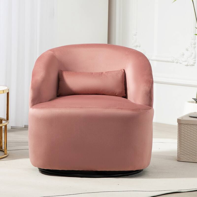 Modern Velvet Upholstered Swivel Accent Chair - Pink
