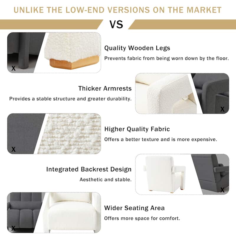 White 30.3" Accent Chair with Lumbar Support