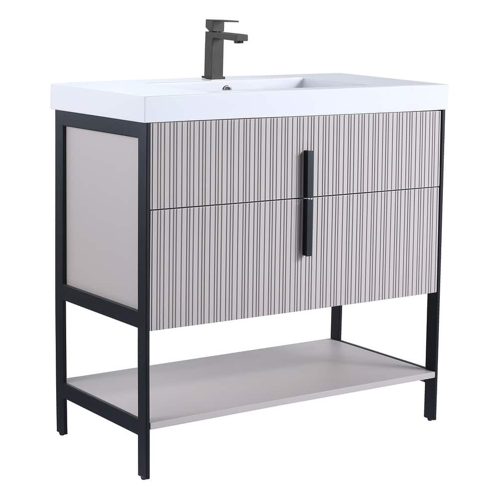 Fine Fixtures Serenity Modern Bathroom Vanity with White Gel Acrylic Top