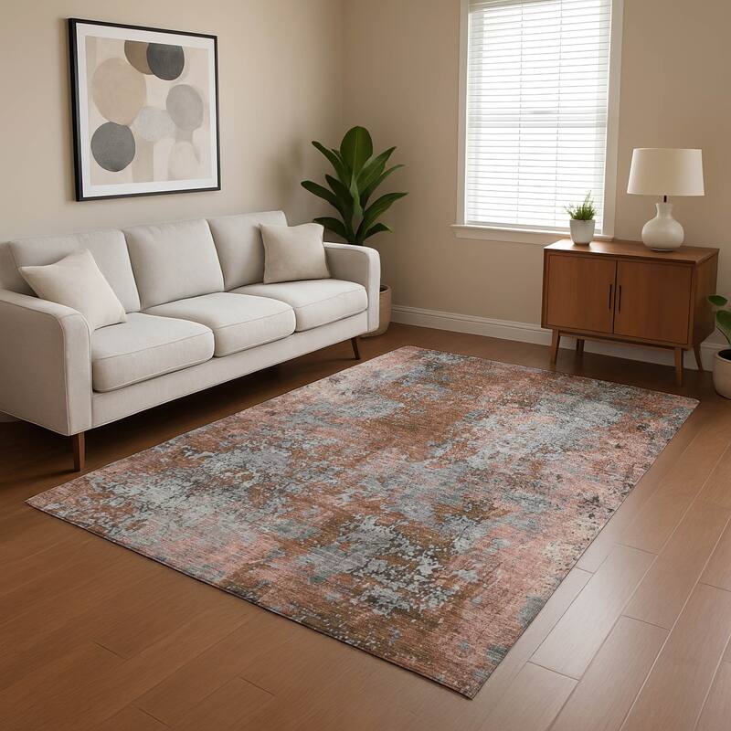 Premium Washable Super Soft Chic Abstract Mayfield Rug - Paprika - 9' x 12'