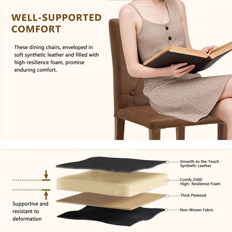 4-piece Technology Cloth Dining Chair: Ergonomically Designed with a Buckle Backrest,35 inches High, Metal Legs