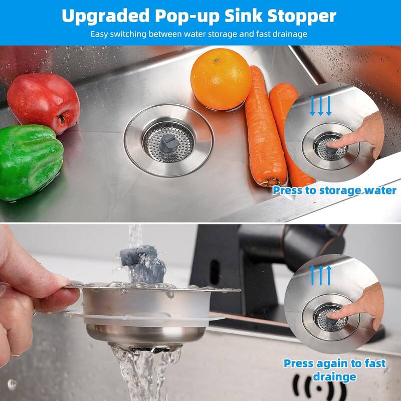 3 in 1 Kitchen Sink Drain Strainer for US Standard 3-1/2" Drain
