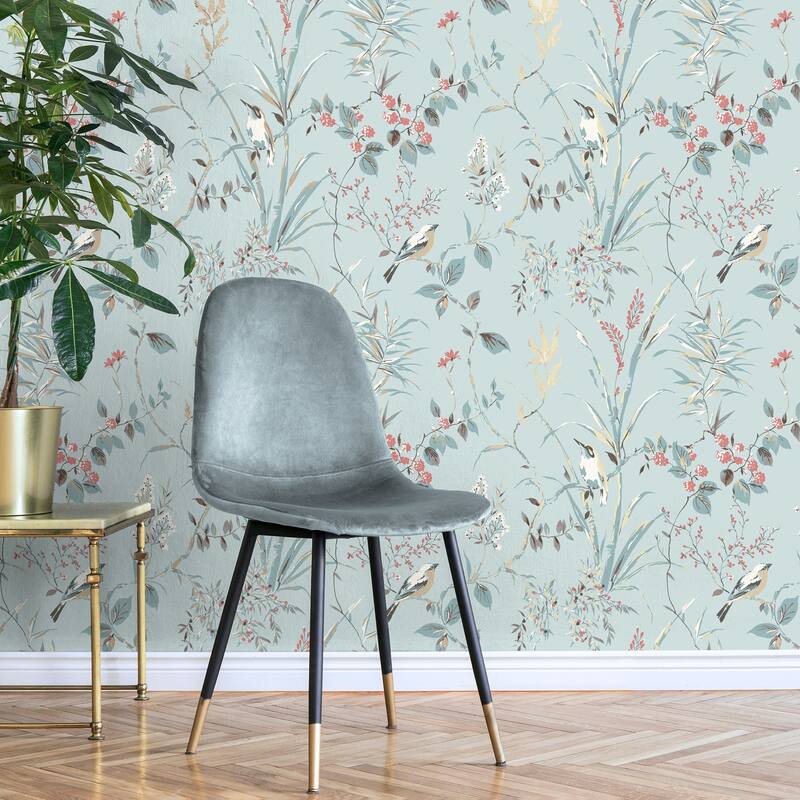 Fine Decor Mariko Light Blue Botanical Wallpaper