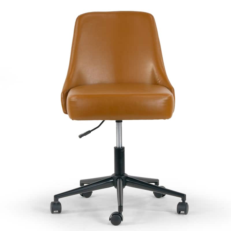 Aurica Light Brown Faux Leather Adjustable Height Swivel Office Chair