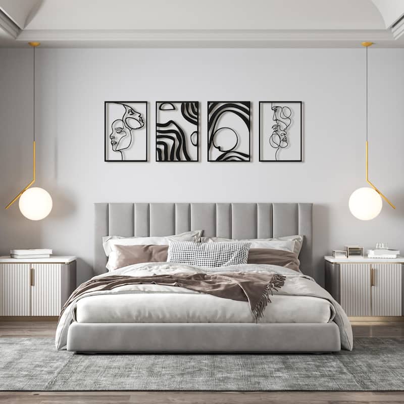Art3d Metal Framed Wall Art Set-4-sheet Black or Gold 17"x12"