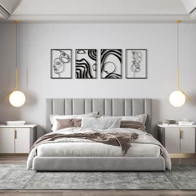 Art3d Metal Framed Wall Art Set-4-sheet Black or Gold 17"x12"