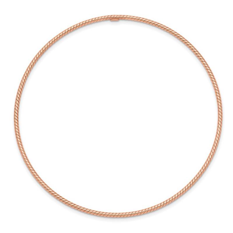 Curata 14k 1.5mm Rose Gold Textured Polished Twist Slip on Cuff Stackable Bangle Bracelet