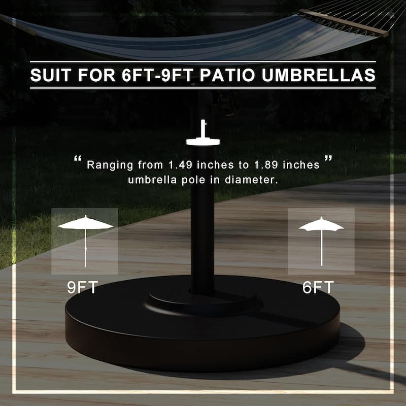 California Umbrella 50LBS Weighted Concrete Umbrella Base With Steel Cover, Black