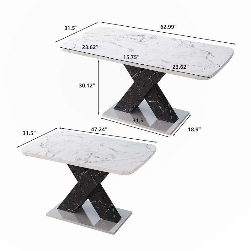 Modern Square Dining Table with Metal Base