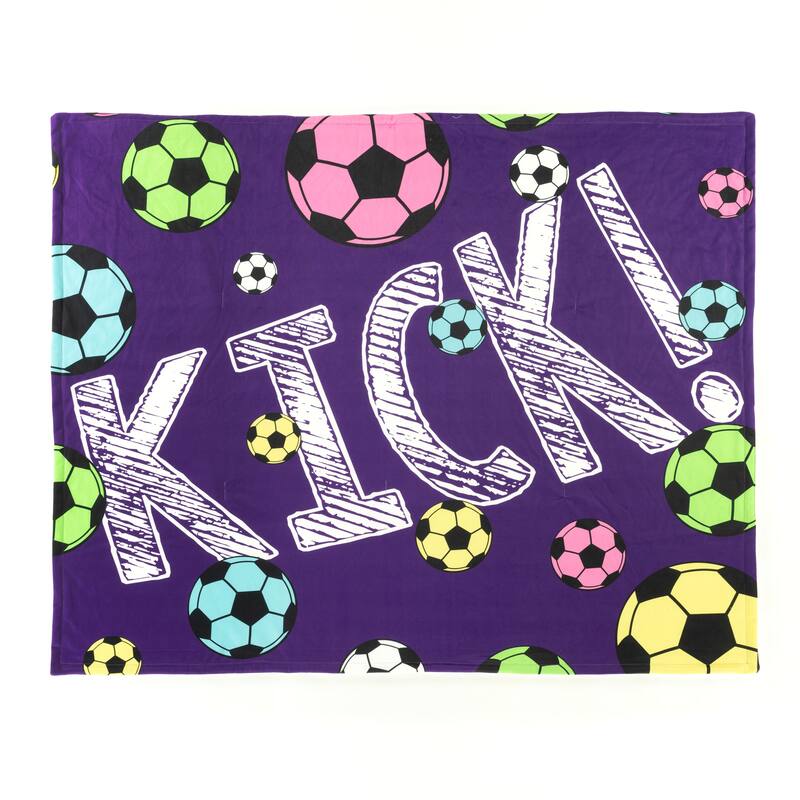 Lush Decor Girls Soccer Kick Sherpa Throw
