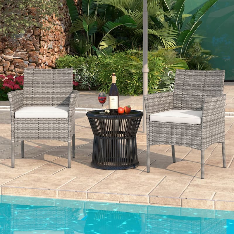 Costway Set of 2 Patio Rattan Arm Dining Chair Cushioned Sofa - See Details