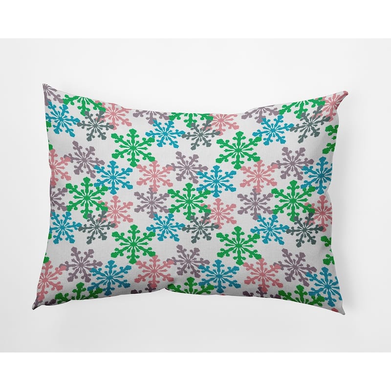 Snow Fall Winter Indoor/Outdoor Throw Pillow - 14" x 20" - Bright Green