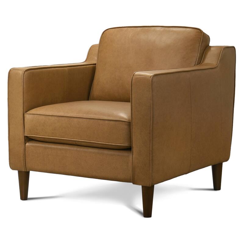 Madeline Mid-Century Modern Style Buffalo Leather Lounge Chair