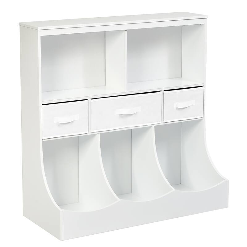 Costway Freestanding Multi-Bin Storage Cubby with 3 Baskets - See Description - White