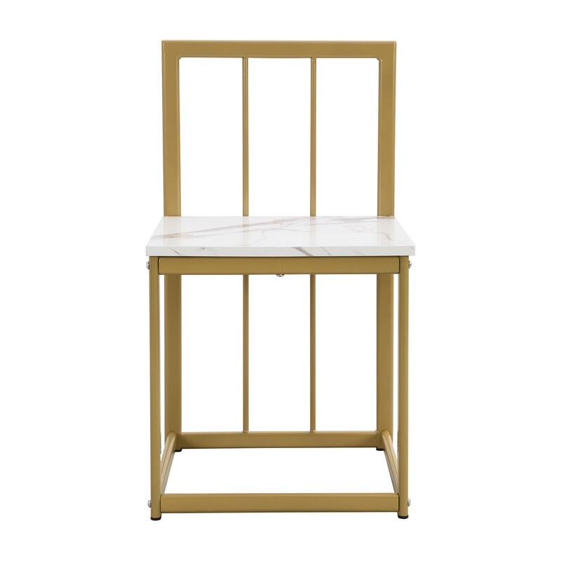 Mid-Century 7-Piece Dining Table Set for 6 People, Kitchen Dining Room Table Set with Faux Marble Dining Table and 6 Chairs