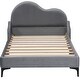 preview thumbnail 10 of 10, Grey Twin Size Upholstered Platform Bed with Cloud-Shaped Headboard Wooden Bed Frame No Box Spring Required Easy Assembly
