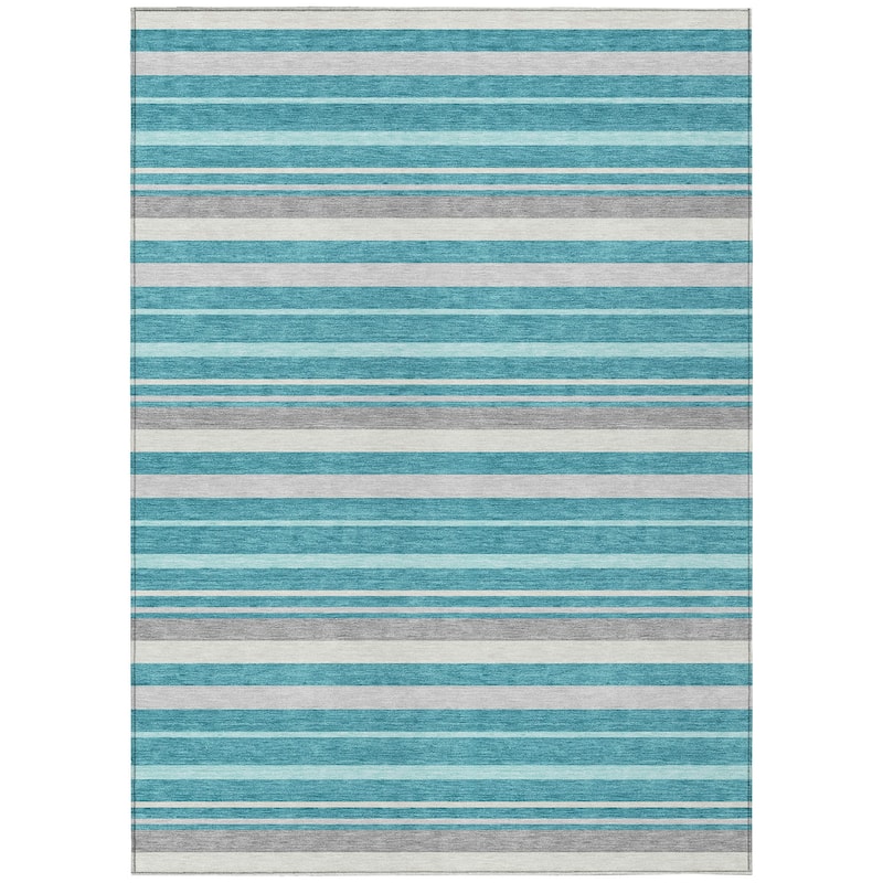 Machine Washable Indoor/ Outdoor Chantille Contemporary Stripes Rug