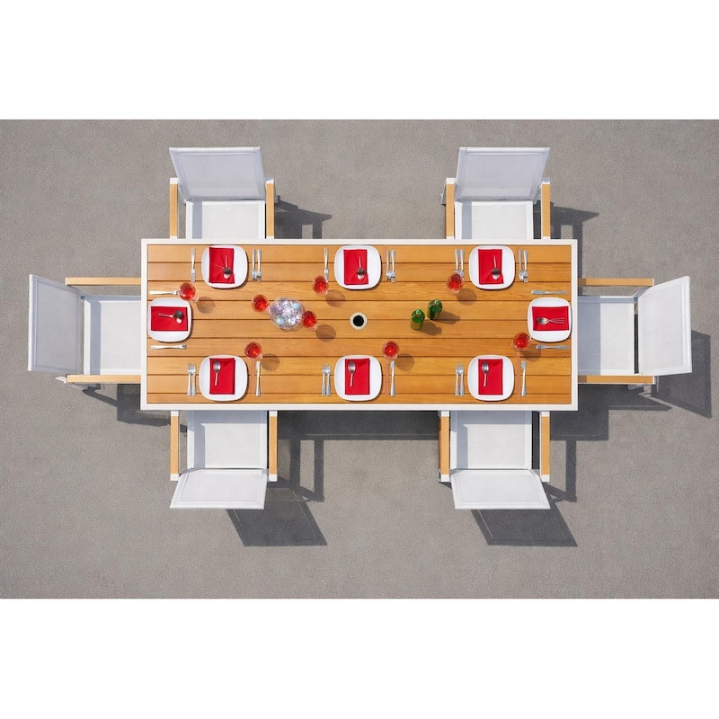 Madeira White 7-Piece Aluminum Outdoor Dining Set with Sling Set in White - N/A