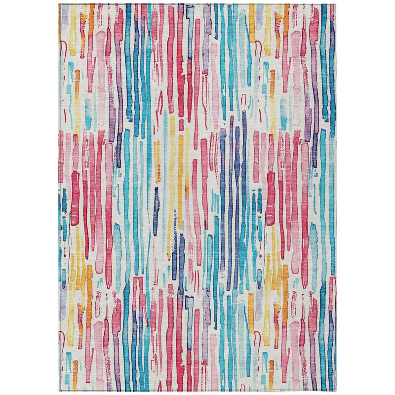 HomeRoots Striped Modern Rectangle Outdoor Rug