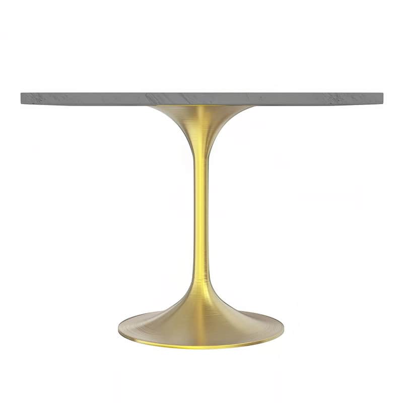 LeisureMod Verve Square Dining Table with Resin Top and Steel Pedestal Base for Kitchen and Dining Room