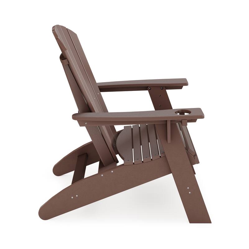 Brown Adirondack Chair - Sturdy Hdpe Poly Lumber For Poolside (Excluding the table)