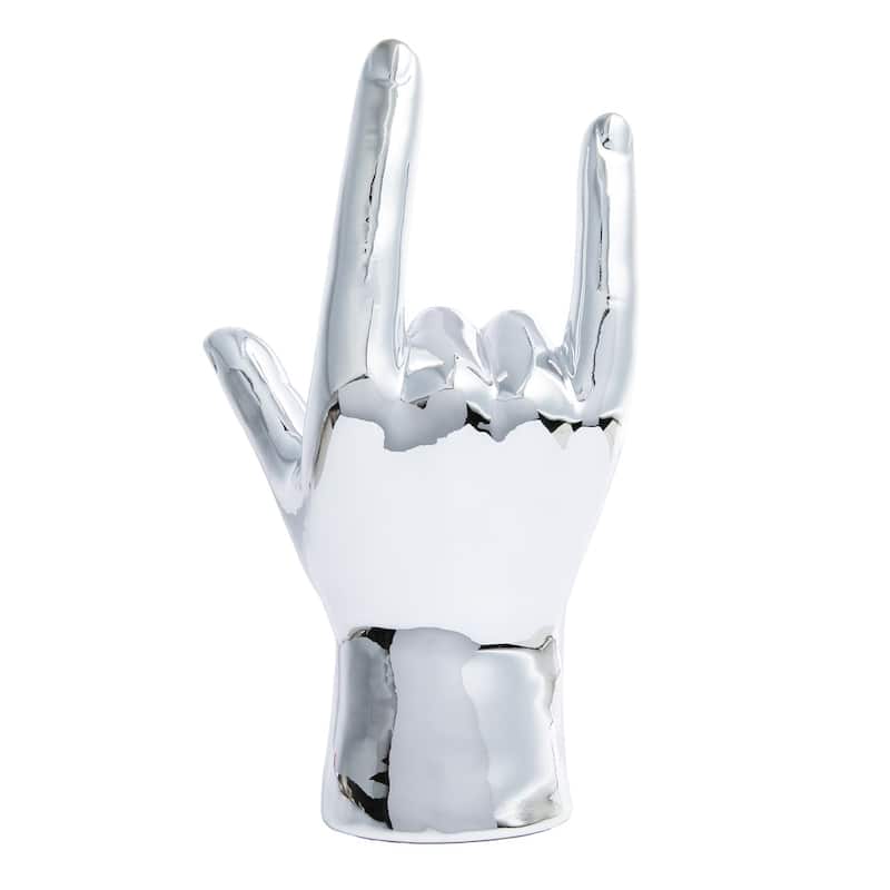 Interior Illusions Plus Silver I Love You hand Tabletop decor - 9" tall