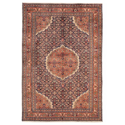ECARPETGALLERY Hand-knotted Kayseri Vintage Navy Wool Rug - 6'4 x 9'5