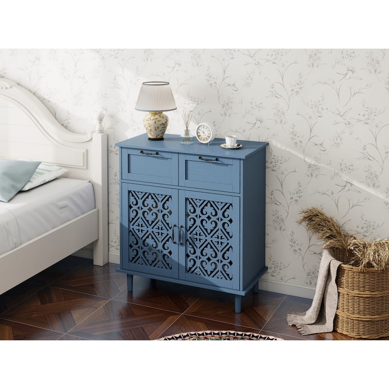 GDFStudio - Heritage Line American Style Wooden Storage Cabinet with 2 Doors and 2 Drawers