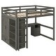 preview thumbnail 14 of 13, Gray Full Size Solid Wood Loft Bed with Wardrobe, Desk, and Shelves