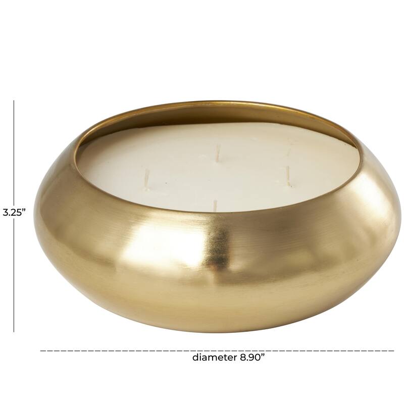 Metal Jasmine Scented Wide Dome 4 or 5 Wick Decorative Candle with White Wax - Gold - Roche River Decor