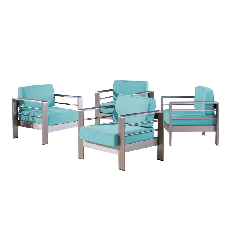 Cape Aluminum Club Chairs with Optional Sunbrella Cushions (Set of 4) by Christopher Knight Home