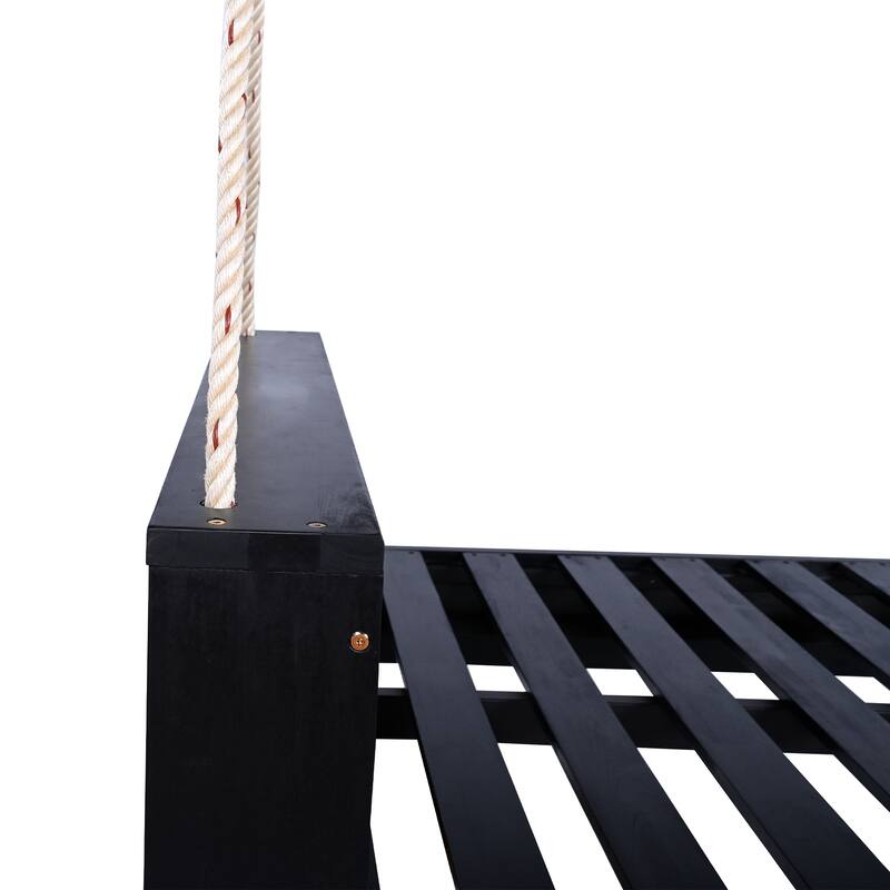 Patio Twin Size Porch Swing Bed Seating with Hemp Ropes