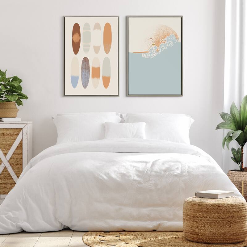 Kate and Laurel Sylvie Breeze Surfer Framed Canvas by Hannah Beisang