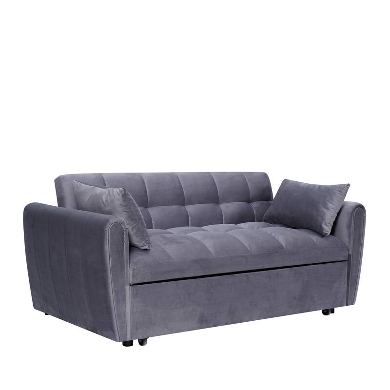 Foldable Velvet Sofa Bed with Adjustable Back, 3-in-1 Convertible Futon for Small Spaces
