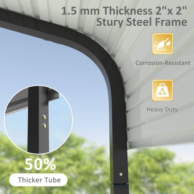 VEIKOUS Heavy Duty Metal Carport Galvanized Steel Shelter for Cars, Boats, and Tractors