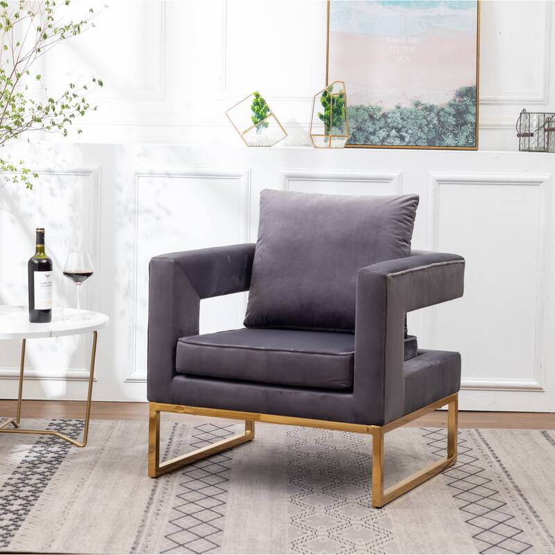 Gray 29.75" Polyester Arm Chair - Gray