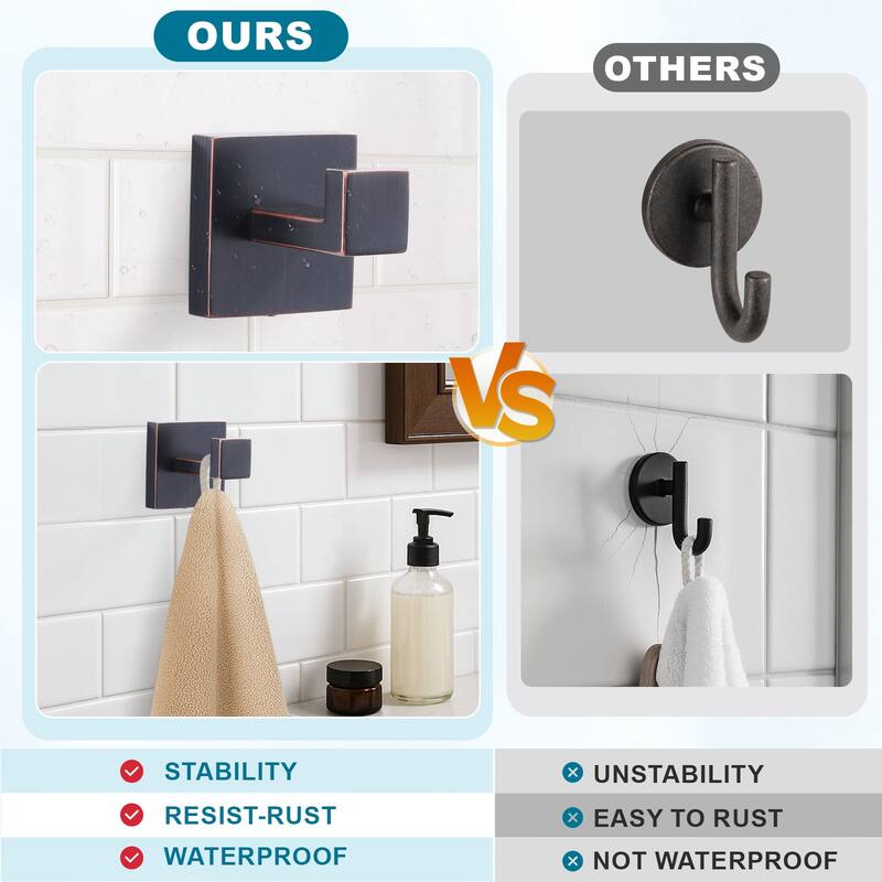 WOWOW J-Hook Wall Mount Robe/Towel Hook 2PCS