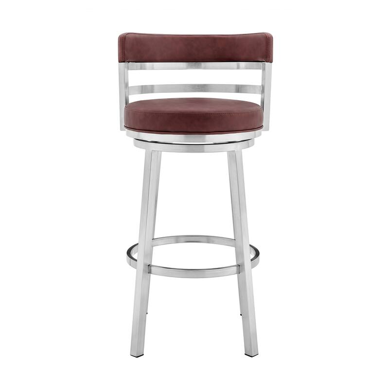 Madrid Modern Swivel Bar Stool, Upholstered Counter Height Chair with Metal Frame