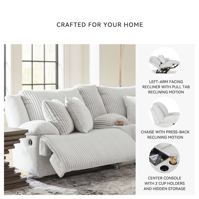 Signature Design by Ashley Top Tier 3-Piece Reclining Sectional with Chaise - 105"W x 74"D x 41"H