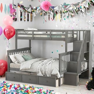 Versatile Stairway Kids Bunk Bed - Twin Over Full