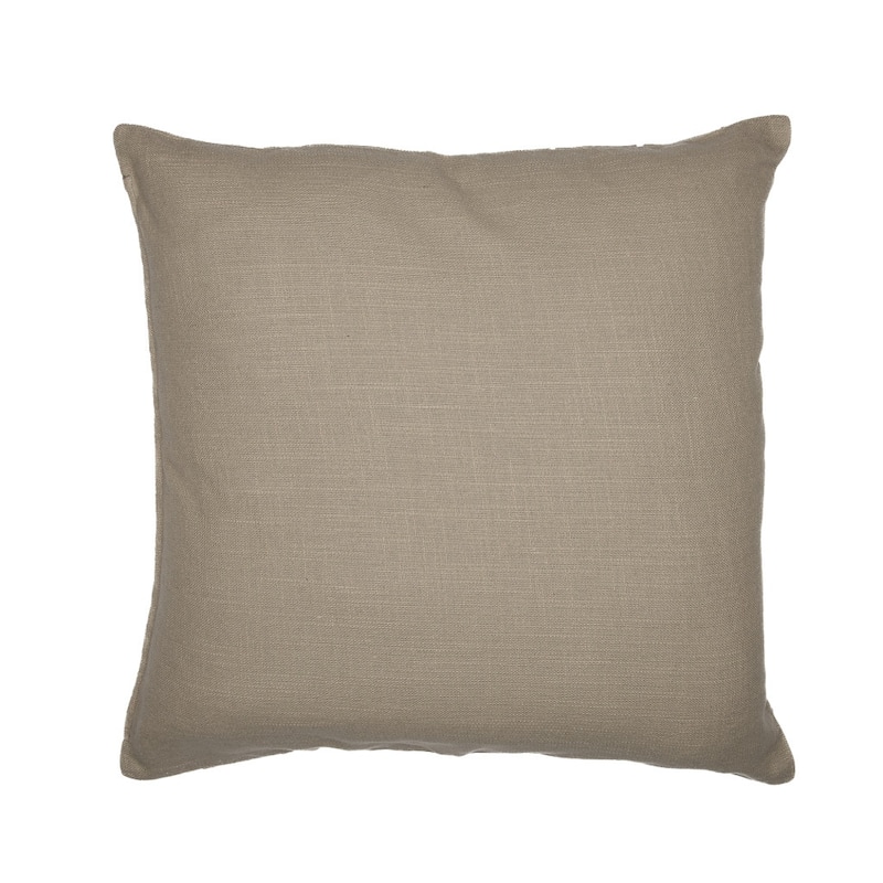 HomeRoots 20" Beige Check Cotton Blend Throw Pillow With Embroidery