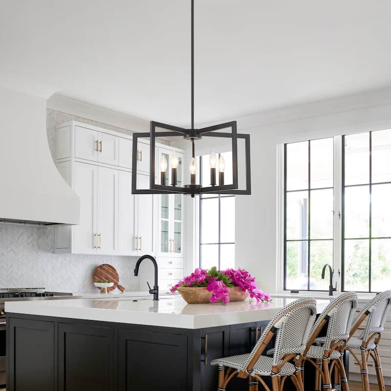 5-Light Modern Foyer Pendant Kitchen Island Candlestick Linear Chandelier Lighting for Dining Room