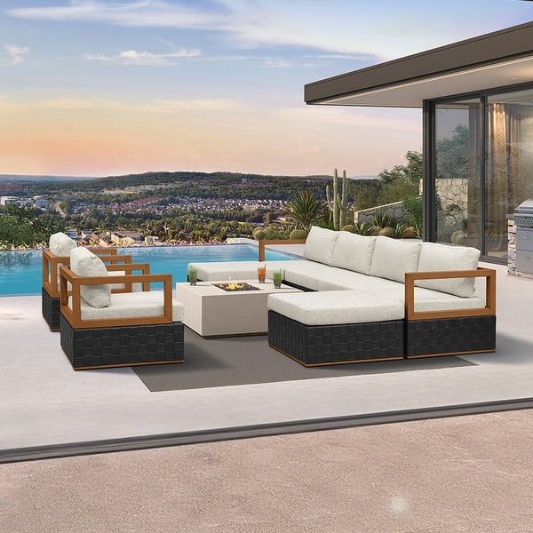 slide 2 of 39, PURPLE LEAF GLFSF Outdoor sofas Black sofa with white seat for Yard Porch Deck Patio Conversation Sets