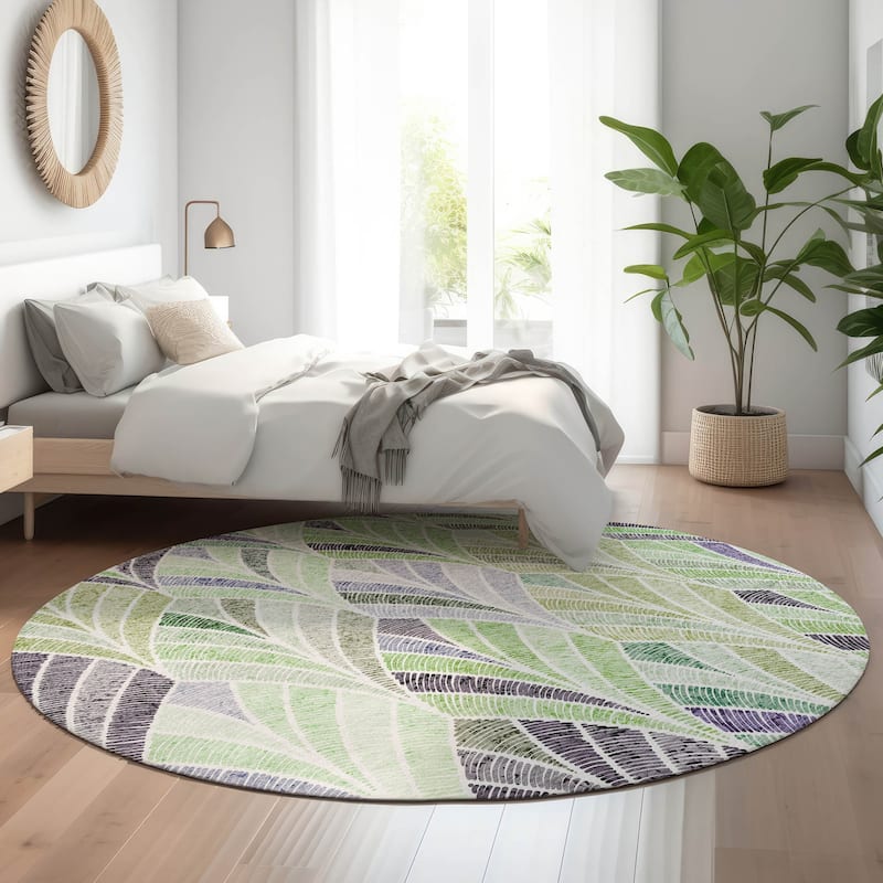 Premium Washable Super Soft Chic Mosaic Mayfield Rug - Green - 8' x 8'
