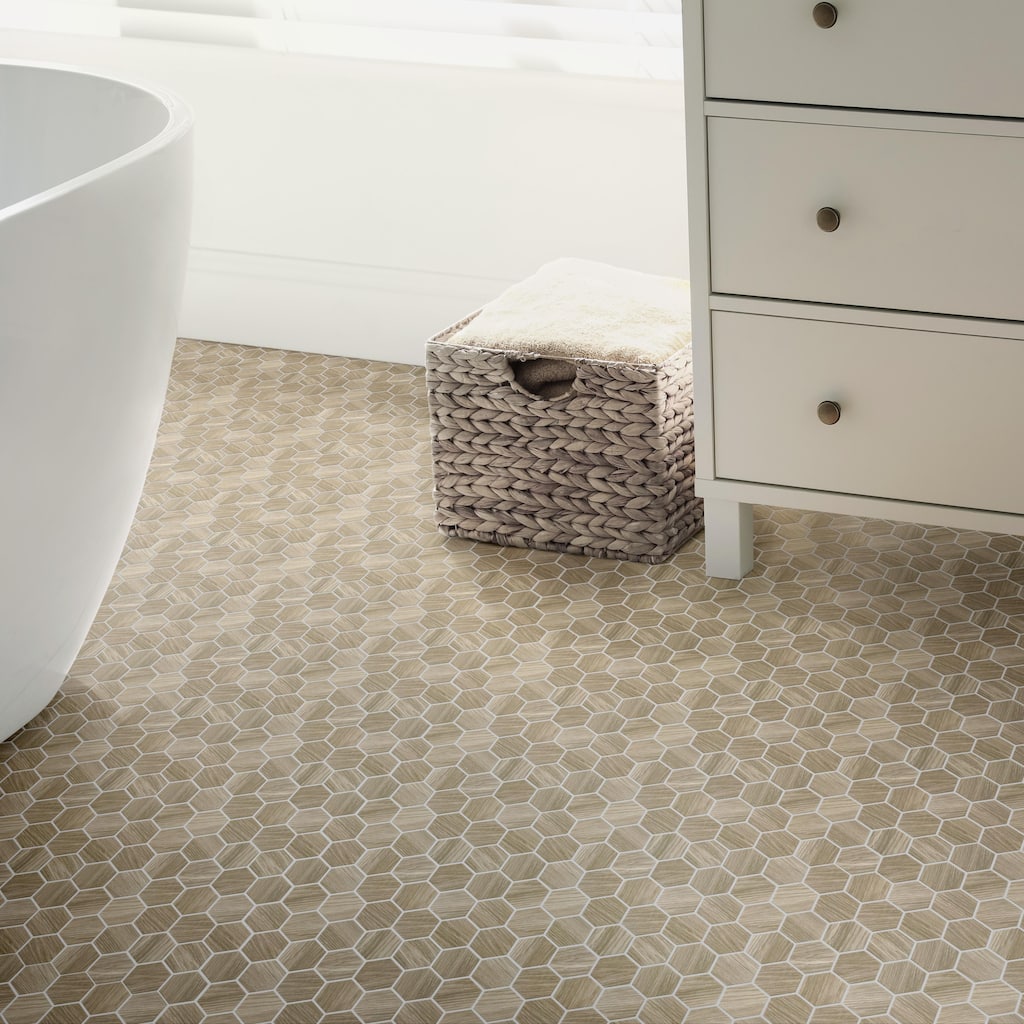 Merola Tile Llama 2" Hex Matte Noce 11-1/8" x 12-5/8" Porcelain Floor and Wall Tile