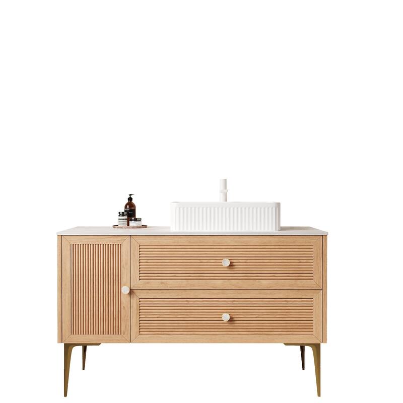 Freestanding Bathroom Vanity with Rectangular Ceramic Basin