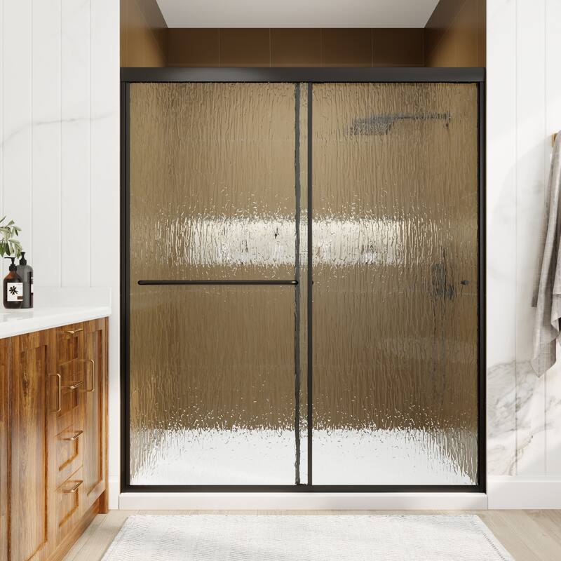 Modland 56-60"x70'' Adjustable Double Sliding Shower Door, 1/4" ANSI Glass with Nano Coating, Framed Bypass Enclosure
